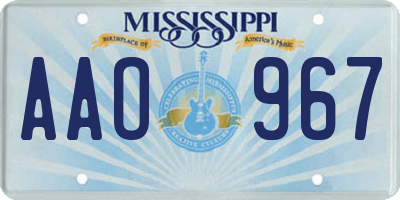 MS license plate AAO967