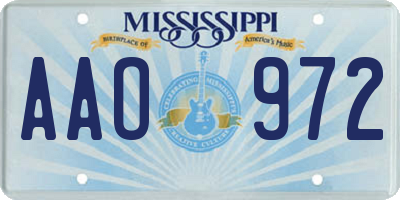 MS license plate AAO972