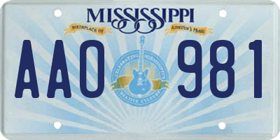 MS license plate AAO981