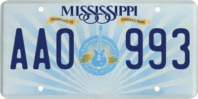 MS license plate AAO993