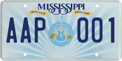 MS license plate AAP001