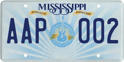 MS license plate AAP002