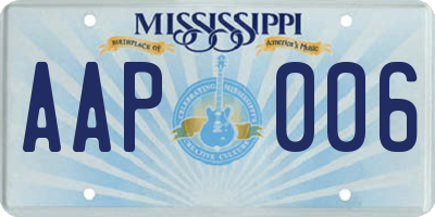 MS license plate AAP006
