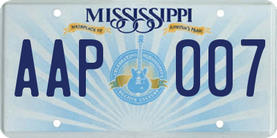 MS license plate AAP007