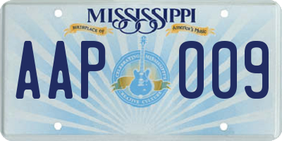 MS license plate AAP009