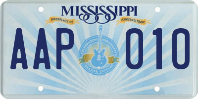 MS license plate AAP010