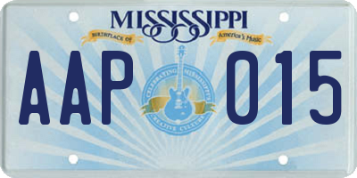 MS license plate AAP015