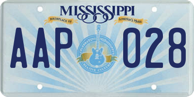 MS license plate AAP028