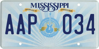 MS license plate AAP034