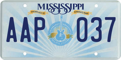 MS license plate AAP037