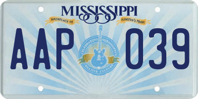 MS license plate AAP039