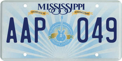 MS license plate AAP049