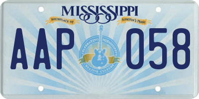 MS license plate AAP058
