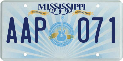 MS license plate AAP071