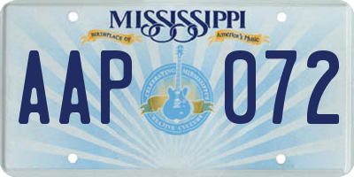 MS license plate AAP072