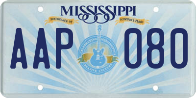MS license plate AAP080