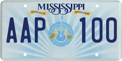 MS license plate AAP100