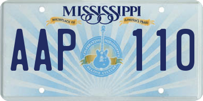 MS license plate AAP110