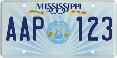 MS license plate AAP123