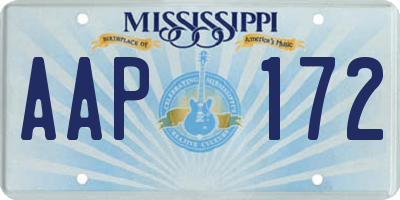 MS license plate AAP172