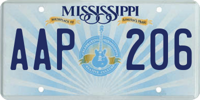 MS license plate AAP206