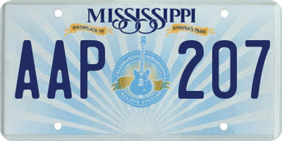 MS license plate AAP207