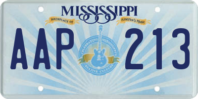 MS license plate AAP213