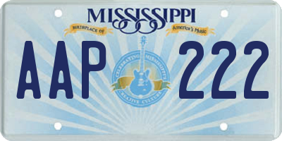 MS license plate AAP222