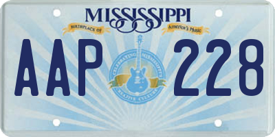 MS license plate AAP228