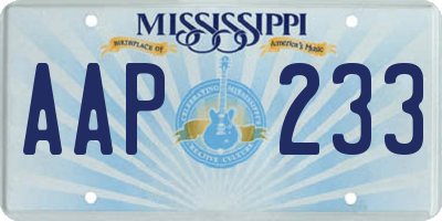 MS license plate AAP233