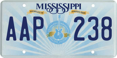 MS license plate AAP238