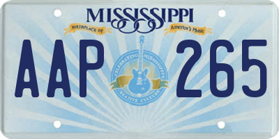 MS license plate AAP265