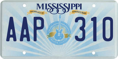 MS license plate AAP310