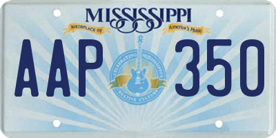 MS license plate AAP350