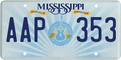 MS license plate AAP353