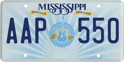 MS license plate AAP550