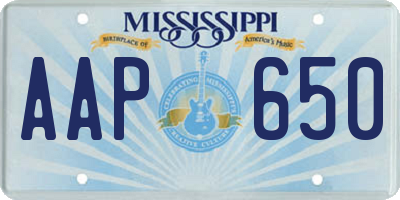 MS license plate AAP650