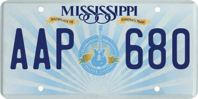 MS license plate AAP680