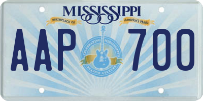 MS license plate AAP700