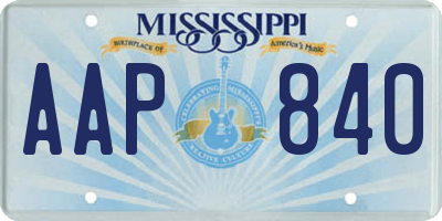 MS license plate AAP840