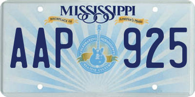 MS license plate AAP925