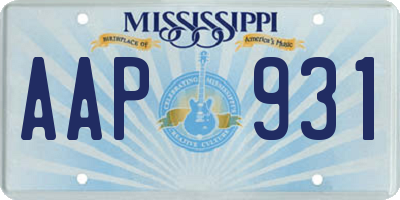 MS license plate AAP931