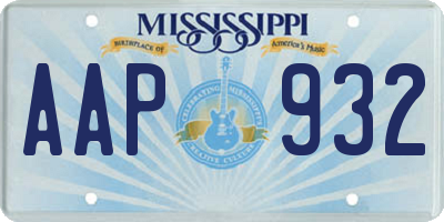 MS license plate AAP932