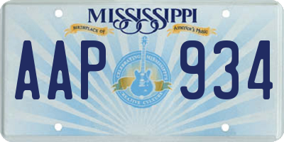 MS license plate AAP934