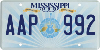 MS license plate AAP992