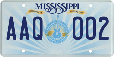 MS license plate AAQ002