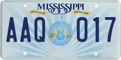 MS license plate AAQ017