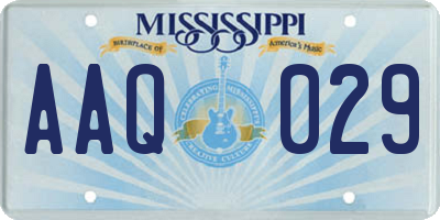 MS license plate AAQ029