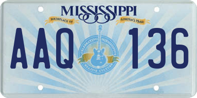 MS license plate AAQ136