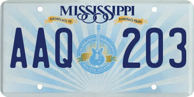 MS license plate AAQ203